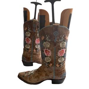 Macie Bean Brown Women’s Rose Garden Square Toe Cowboy Boots - Size 8
